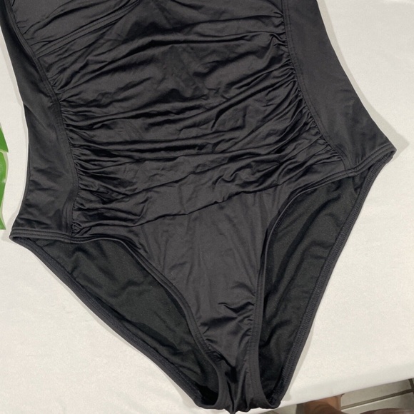 NWT Liz Claiborne [ 16W ] Sweetheart‎ Halter One Piece Swimsuit Black - Picture 5 of 12